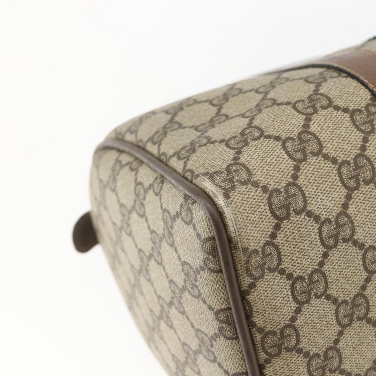 GUCCI GG Supreme Web Sherry Line Boston Bag PVC Beige Gold 39 02 007 Auth 165215