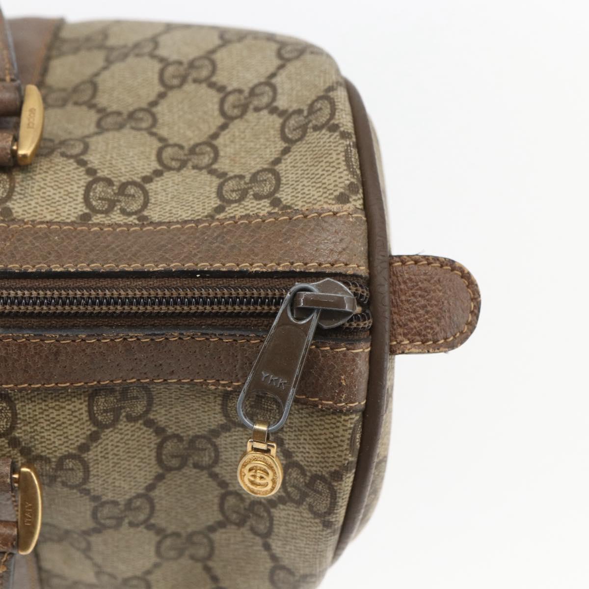 GUCCI GG Supreme Web Sherry Line Boston Bag PVC Beige Gold 39 02 007 Auth 165215
