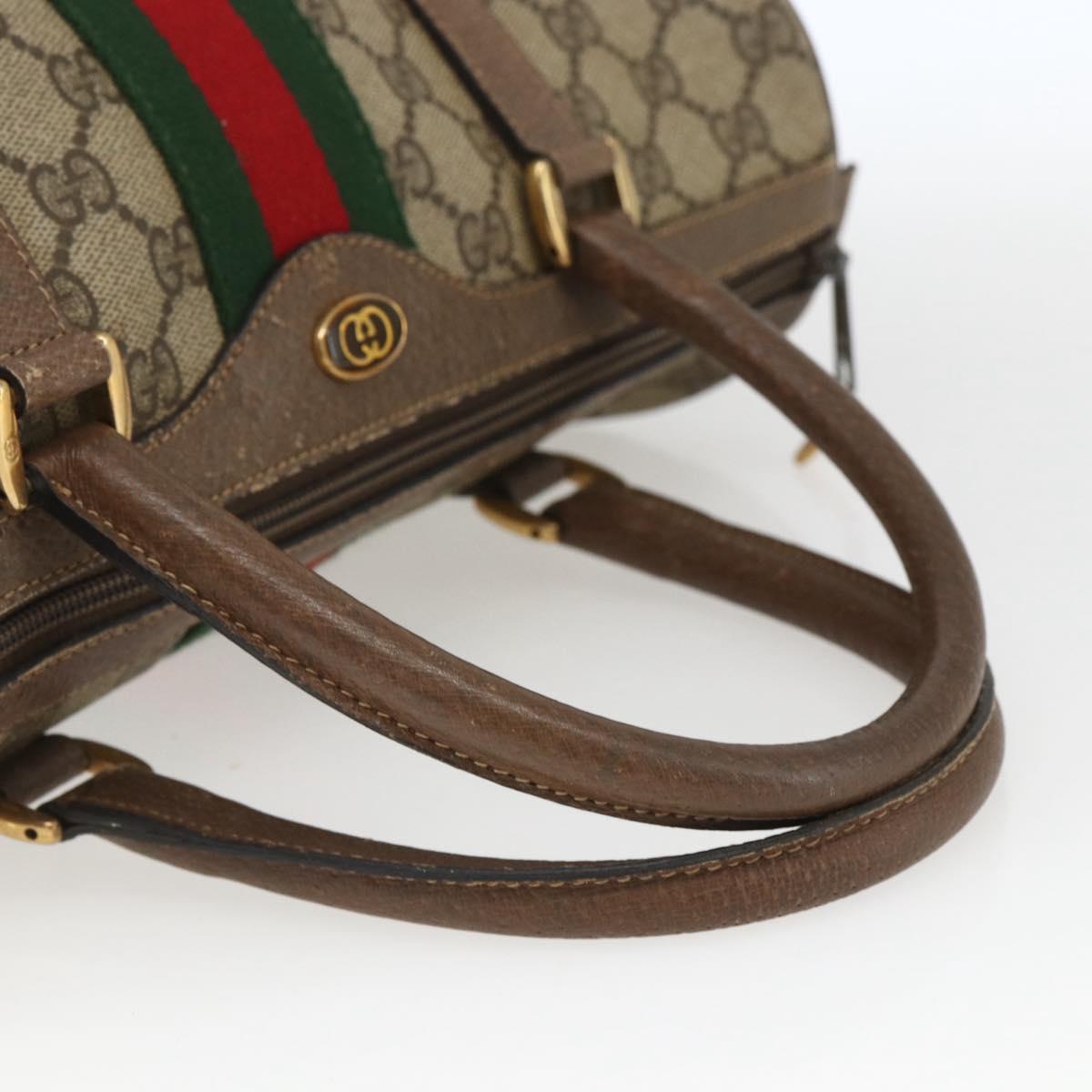 GUCCI GG Supreme Web Sherry Line Boston Bag PVC Beige Gold 39 02 007 Auth 165215