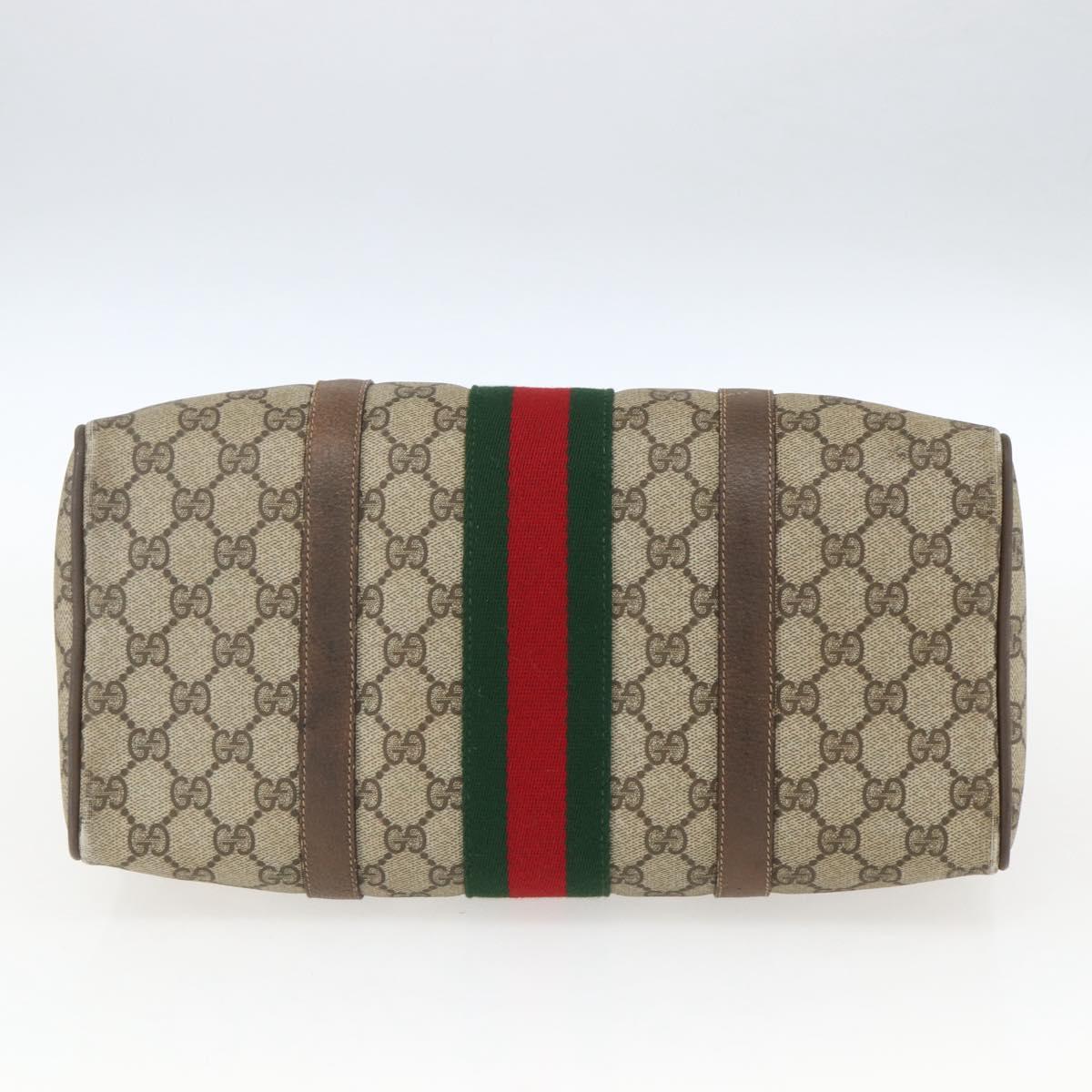 GUCCI GG Supreme Web Sherry Line Boston Bag PVC Beige Gold 39 02 007 Auth 165215