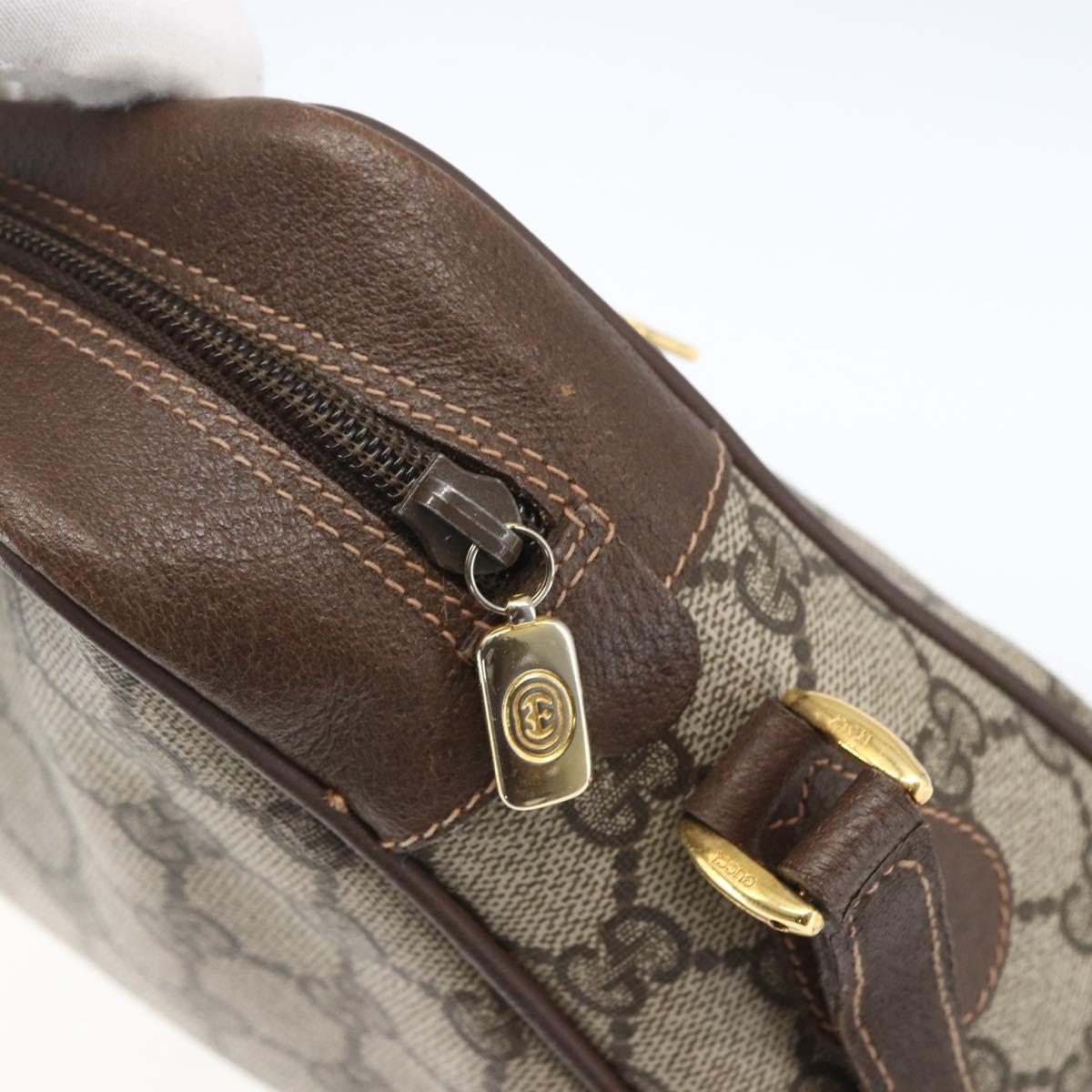 GUCCI GG Supreme Web Sherry Line Bag PVC Beige Gold 56 02 088 Auth 165218