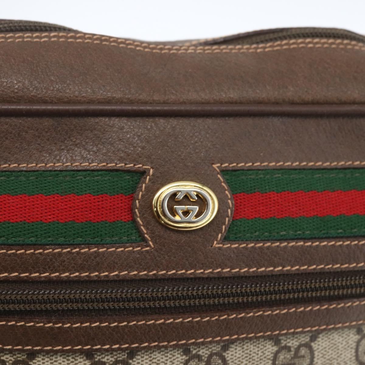 GUCCI GG Supreme Web Sherry Line Bag PVC Beige Gold 56 02 088 Auth 165218
