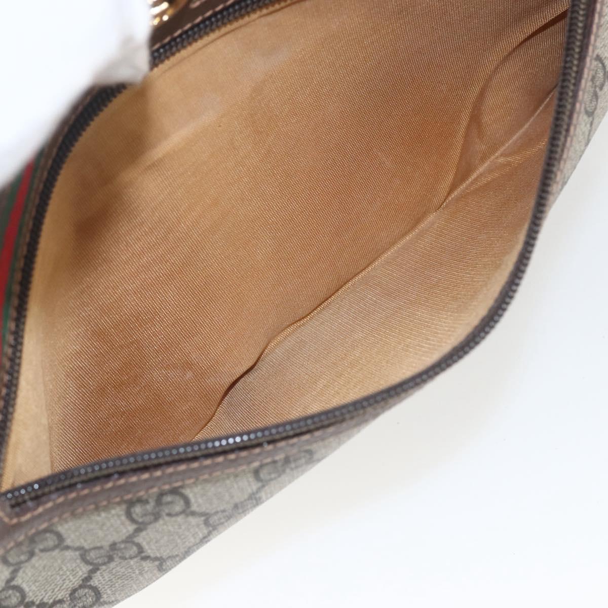 GUCCI GG Supreme Web Sherry Line Bag PVC Beige Gold 56 02 088 Auth 165218