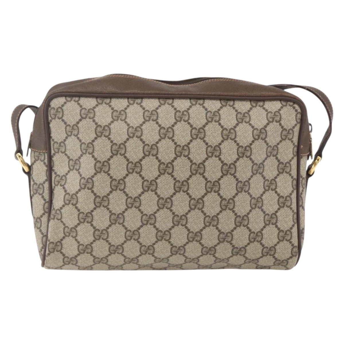 GUCCI GG Supreme Web Sherry Line Bag PVC Beige Gold 56 02 088 Auth 165218