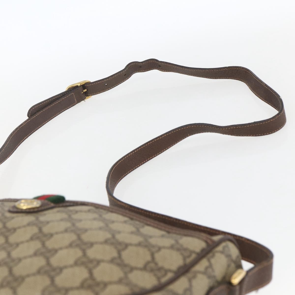 GUCCI GG Supreme Web Sherry Line Bag PVC Beige Gold 89 02 077 Auth 165219