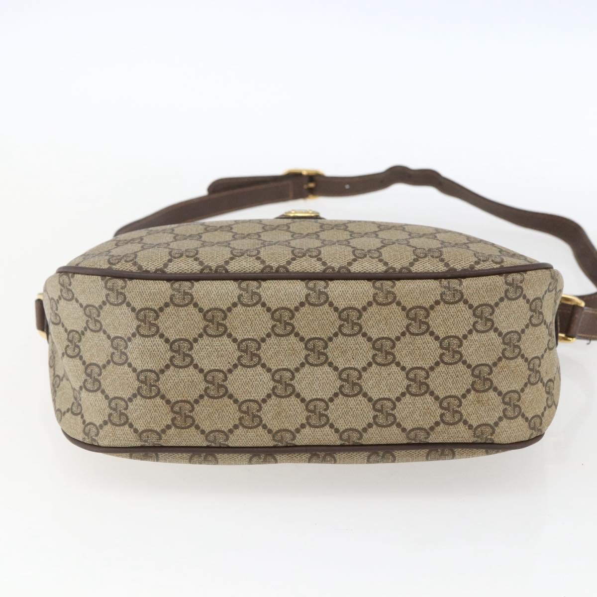 GUCCI GG Supreme Web Sherry Line Bag PVC Beige Gold 89 02 077 Auth 165219
