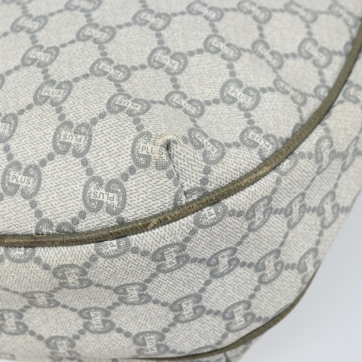 GUCCI GG Plus Supreme Shoulder Bag PVC Gray Gold Auth 165221