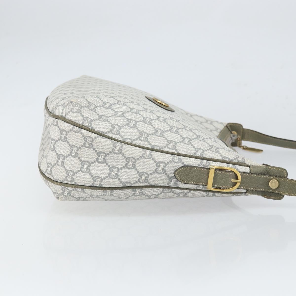 GUCCI GG Plus Supreme Shoulder Bag PVC Gray Gold Auth 165221
