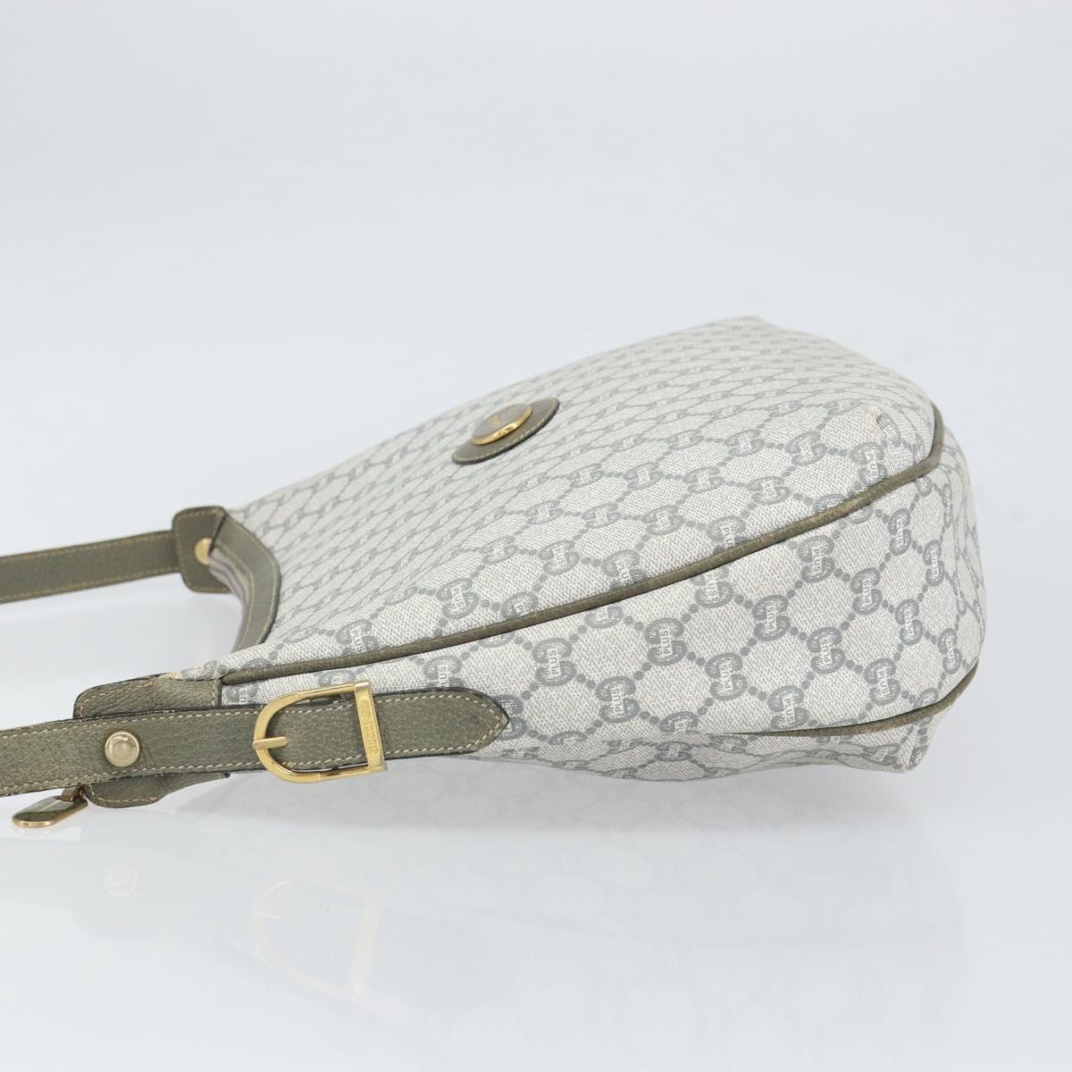 GUCCI GG Plus Supreme Shoulder Bag PVC Gray Gold Auth 165221