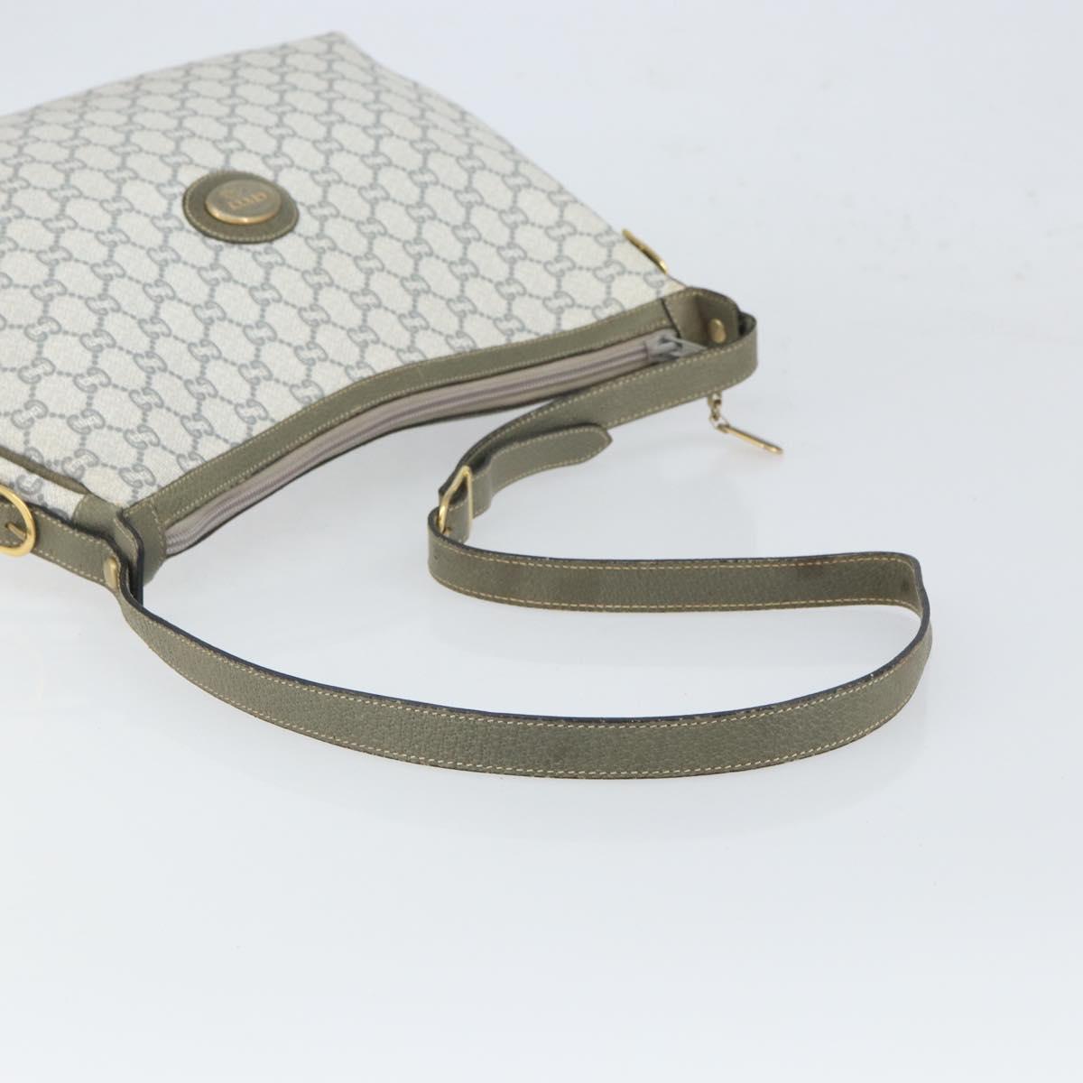 GUCCI GG Plus Supreme Shoulder Bag PVC Gray Gold Auth 165221