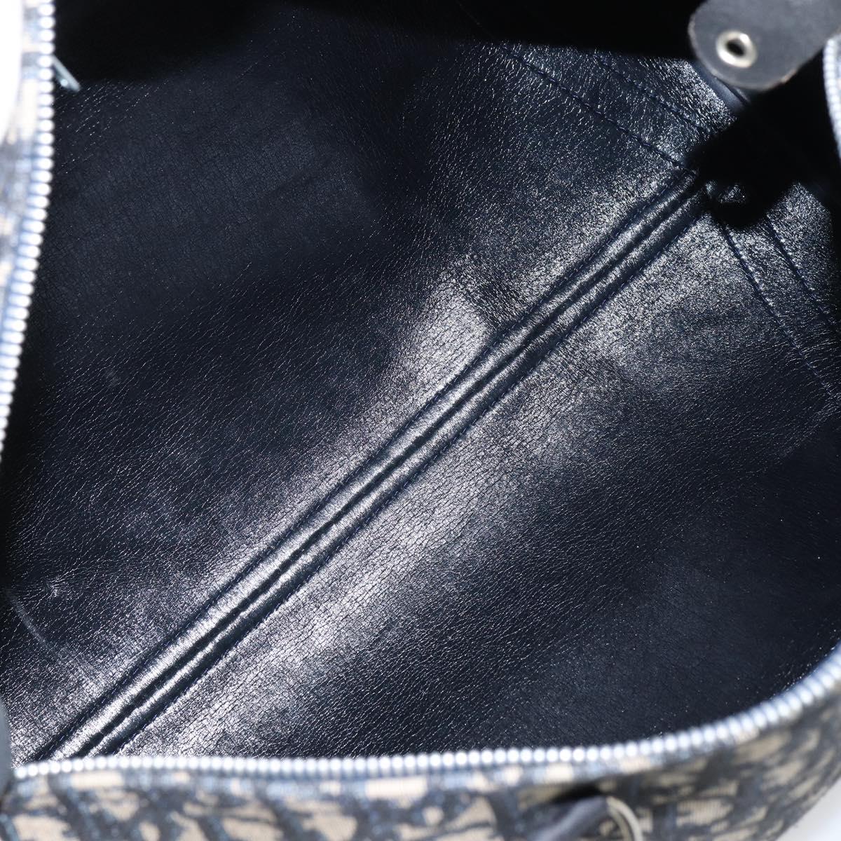 Christian Dior Trotter Canvas Boston Bag Navy Silver Auth 165227