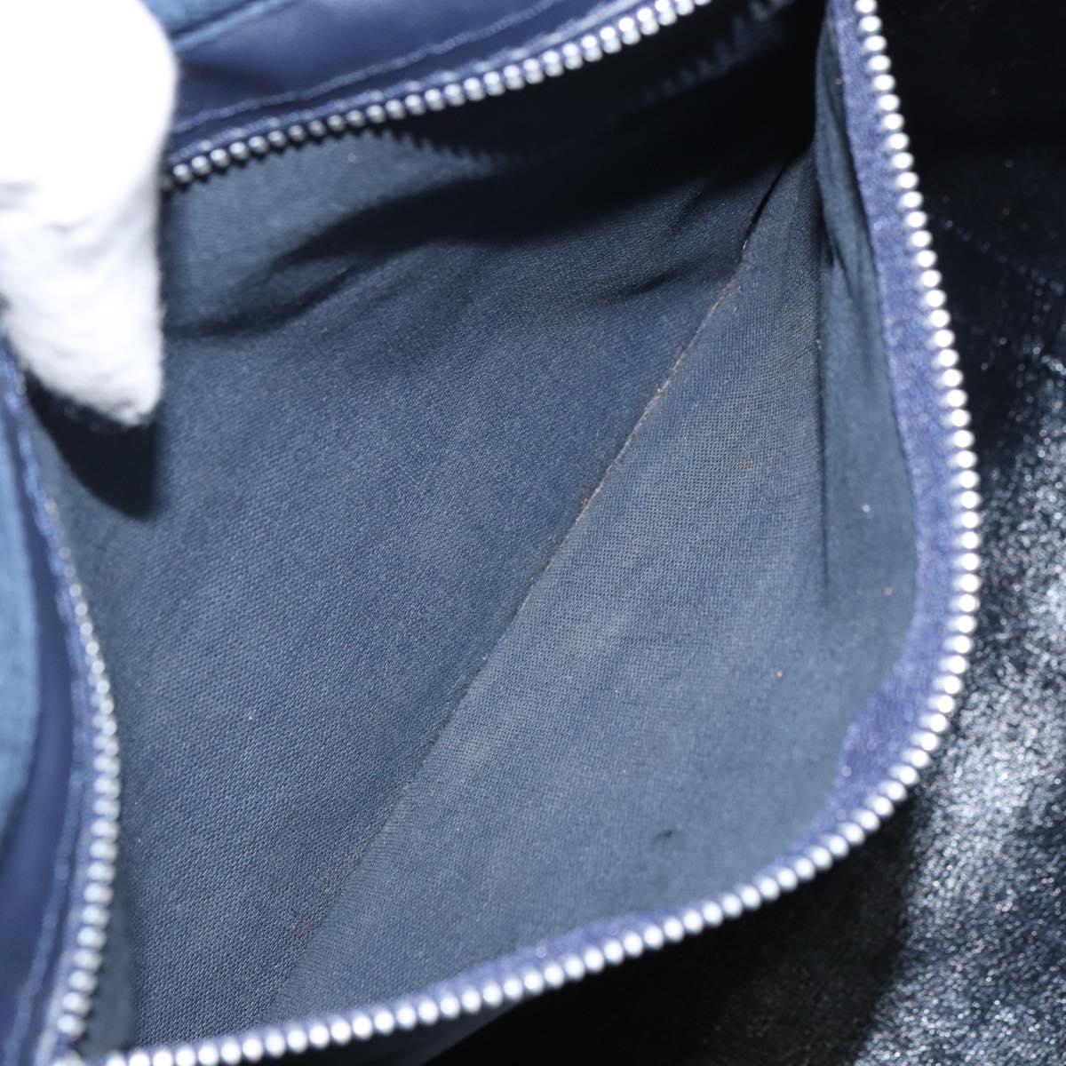 Christian Dior Trotter Canvas Boston Bag Navy Silver Auth 165227