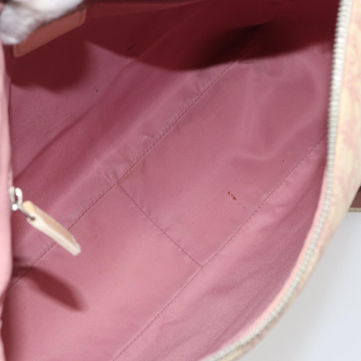 Christian Dior Trotter Canvas Shoulder Bag PVC Pink Silver Auth 165231