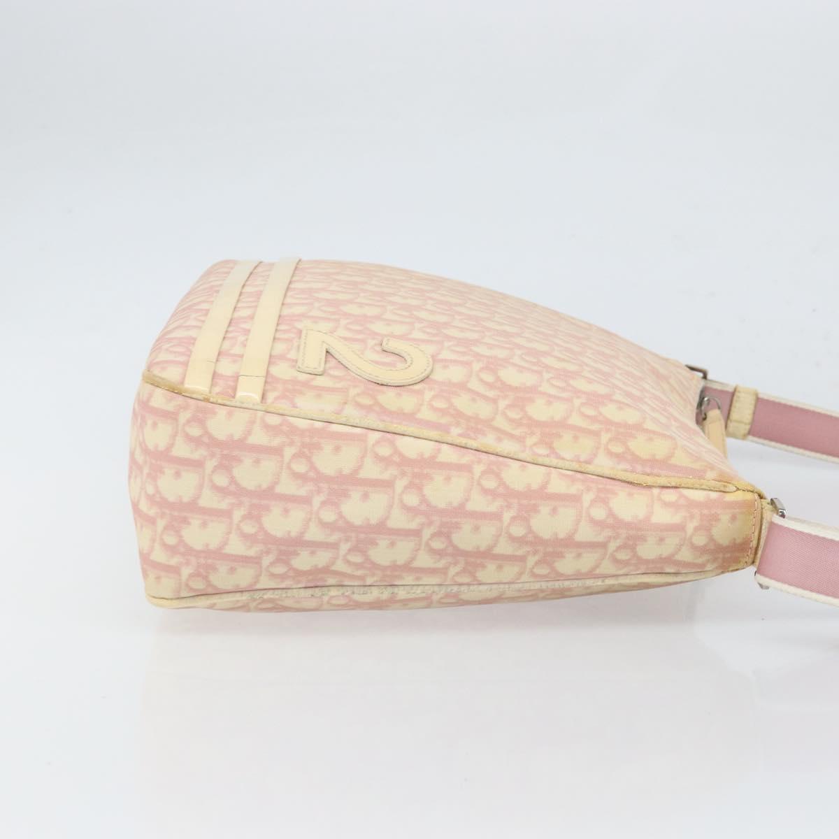 Christian Dior Trotter Canvas Shoulder Bag PVC Pink Silver Auth 165231