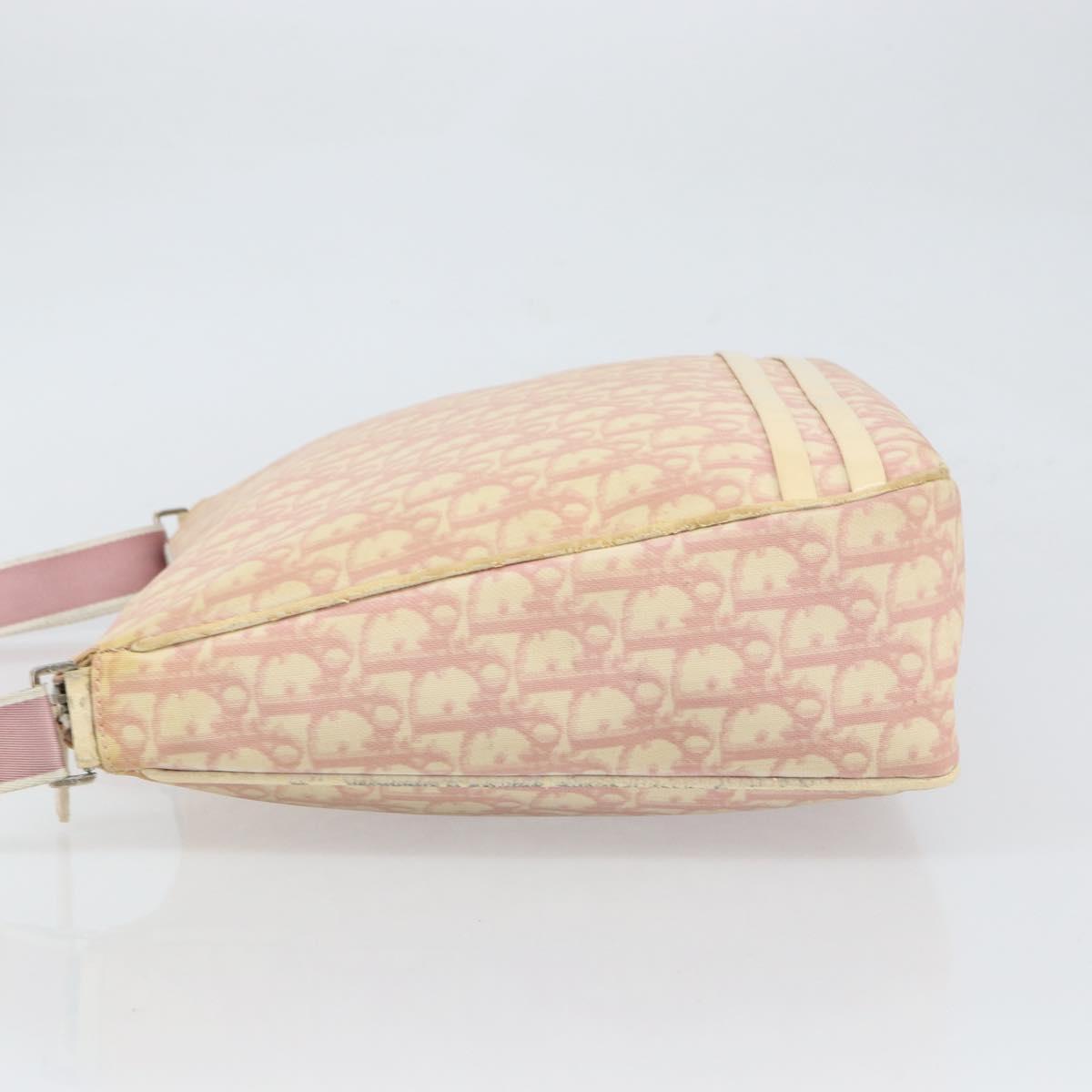 Christian Dior Trotter Canvas Shoulder Bag PVC Pink Silver Auth 165231