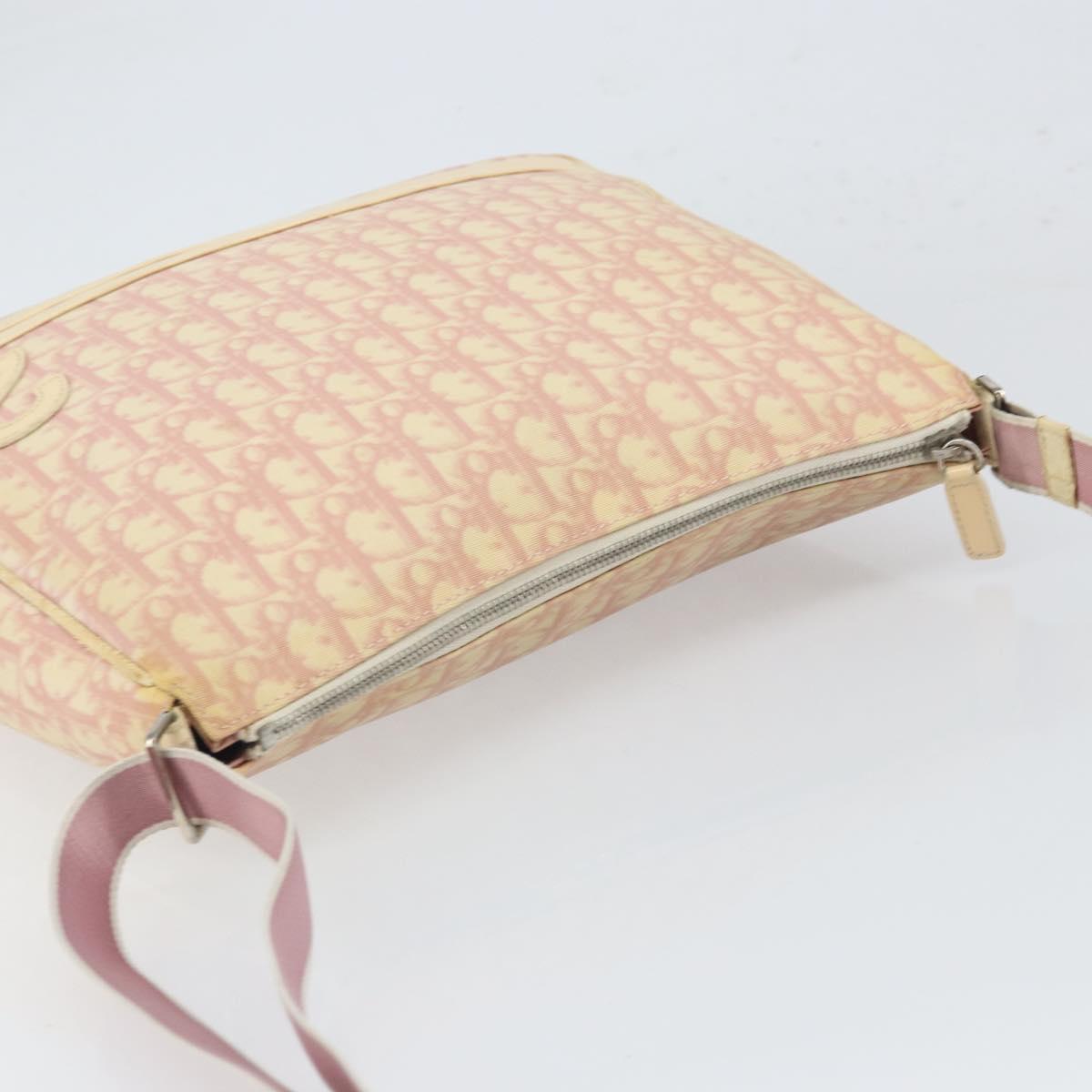 Christian Dior Trotter Canvas Shoulder Bag PVC Pink Silver Auth 165231