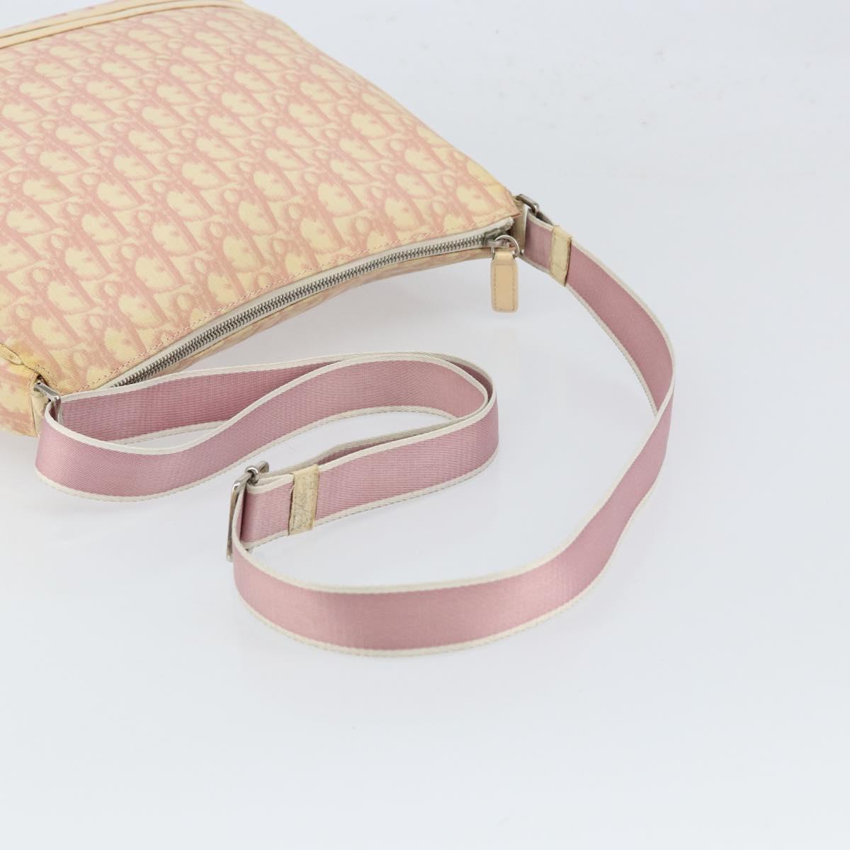 Christian Dior Trotter Canvas Shoulder Bag PVC Pink Silver Auth 165231