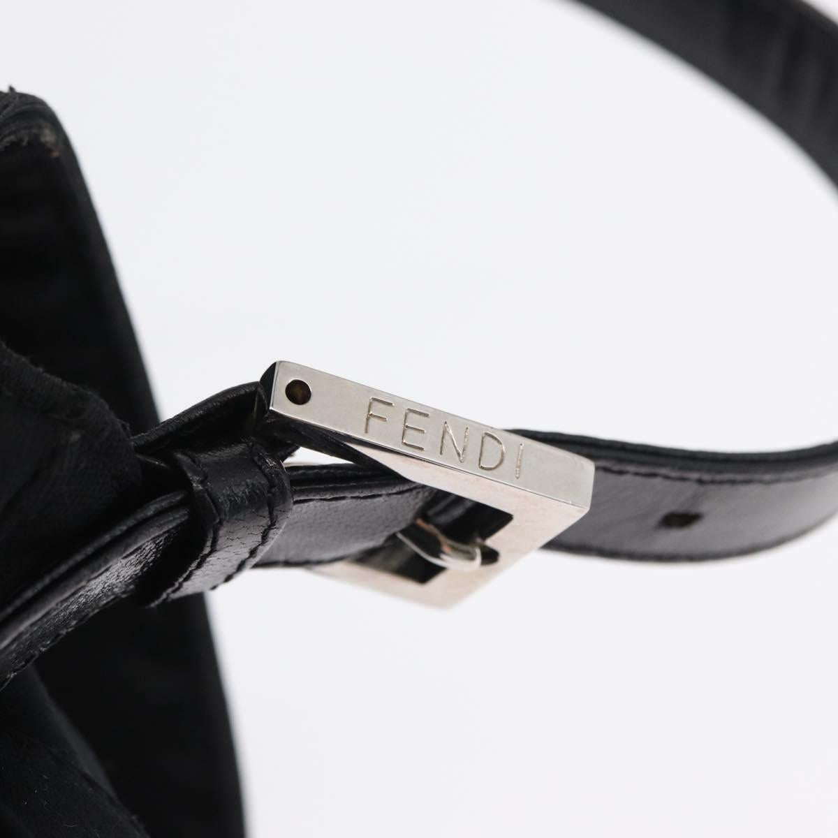 FENDI Mamma Baguette Shoulder Bag Nylon Black Silver Auth 165232