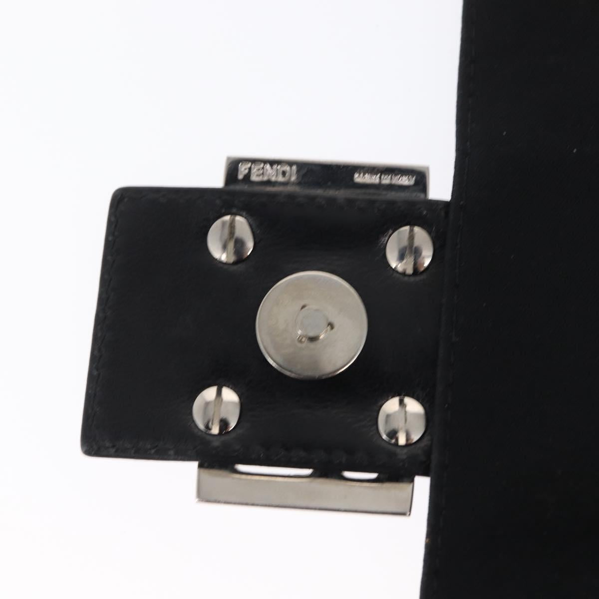 FENDI Mamma Baguette Shoulder Bag Nylon Black Silver Auth 165232