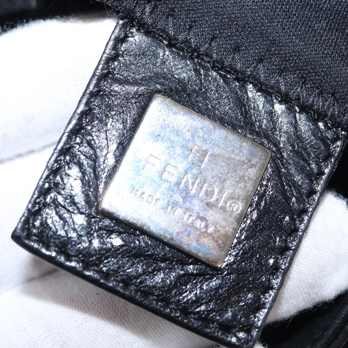 FENDI Mamma Baguette Shoulder Bag Nylon Black Silver Auth 165232