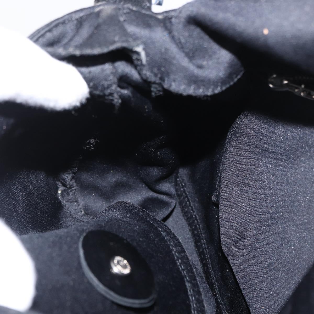 FENDI Mamma Baguette Shoulder Bag Nylon Black Silver Auth 165232