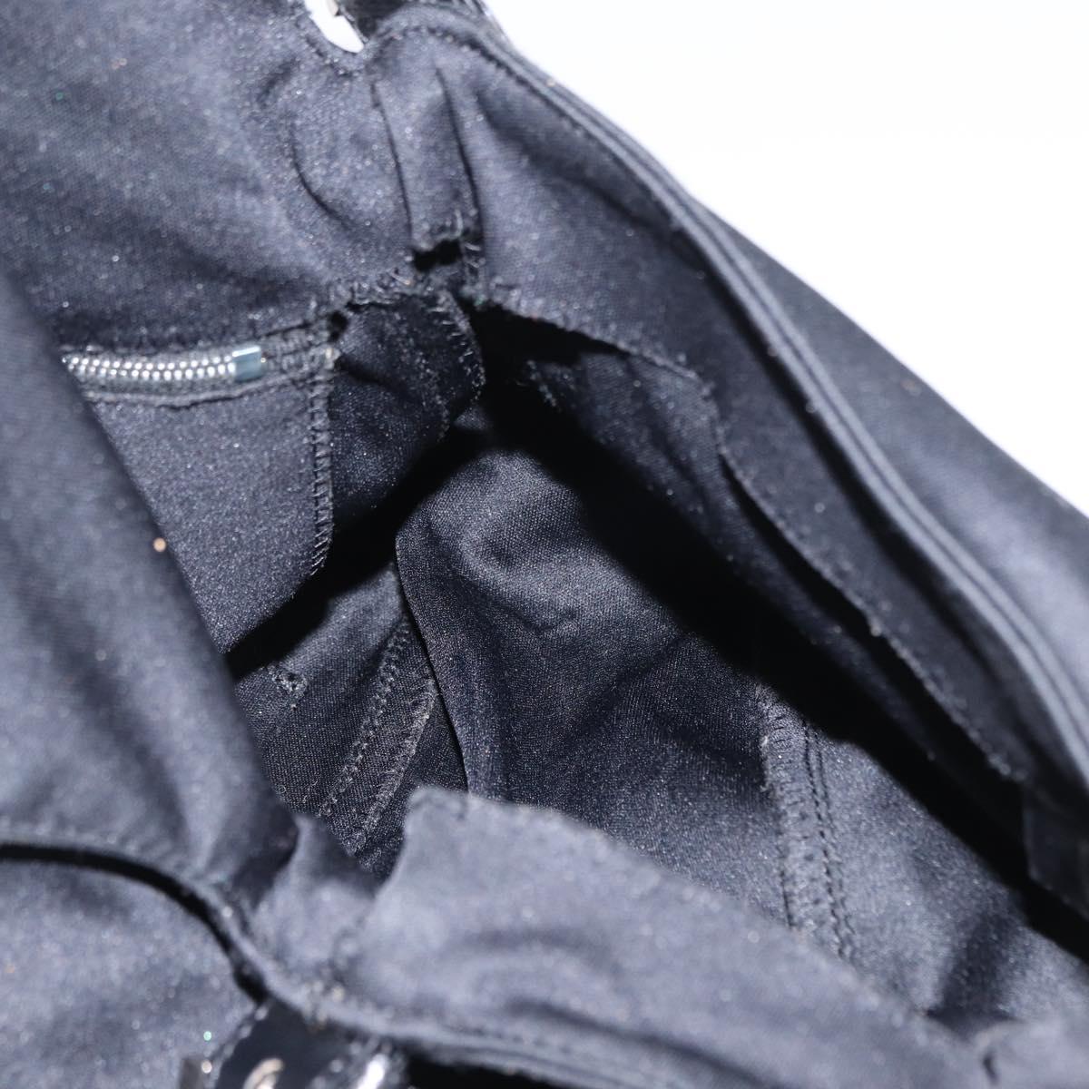 FENDI Mamma Baguette Shoulder Bag Nylon Black Silver Auth 165232