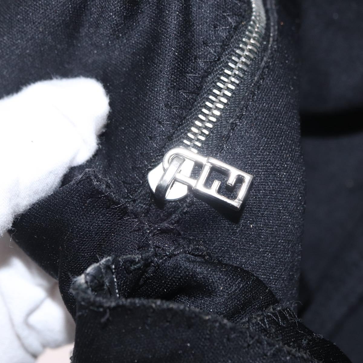 FENDI Mamma Baguette Shoulder Bag Nylon Black Silver Auth 165232