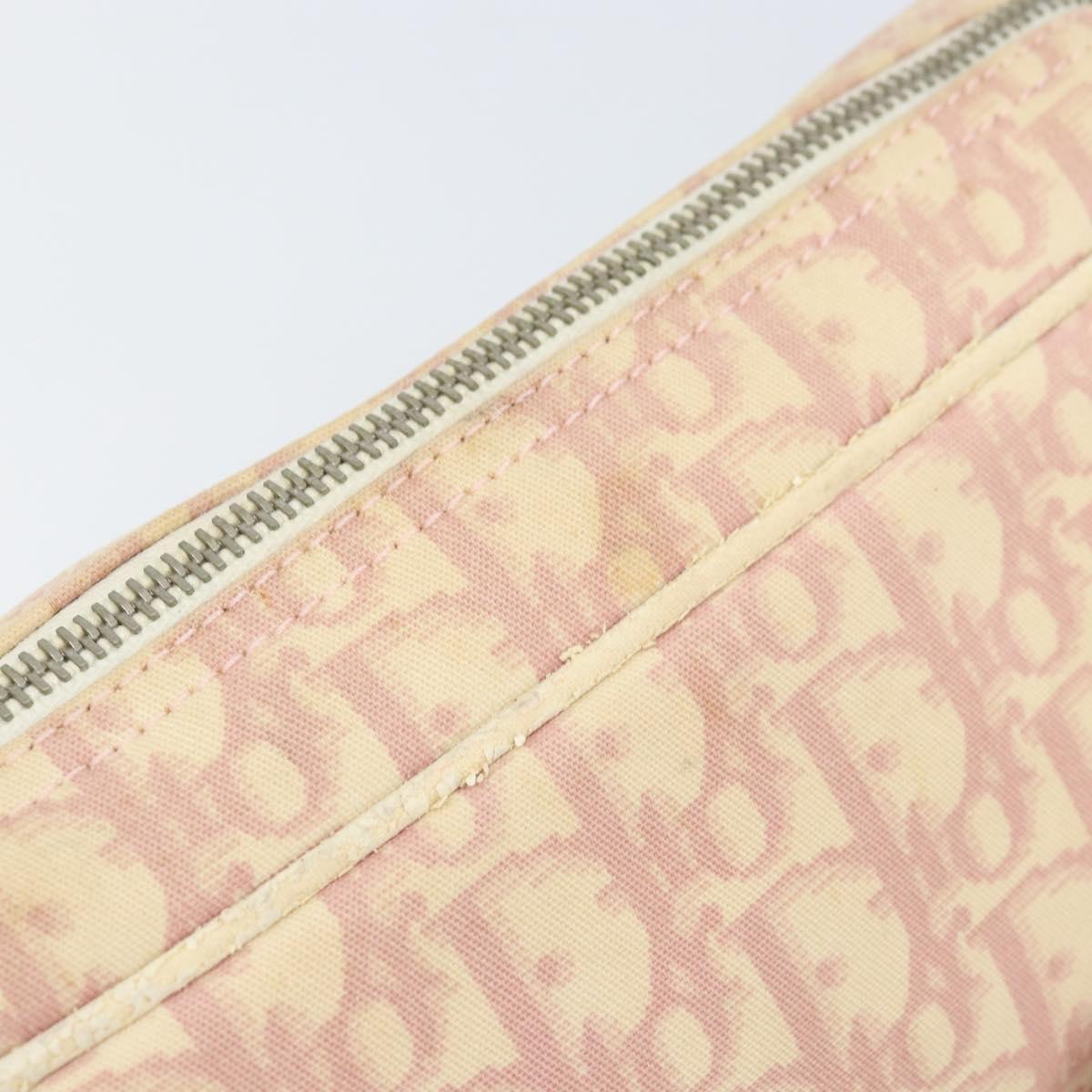 Christian Dior Trotter Canvas Shoulder Bag PVC Pink Silver Auth 165233