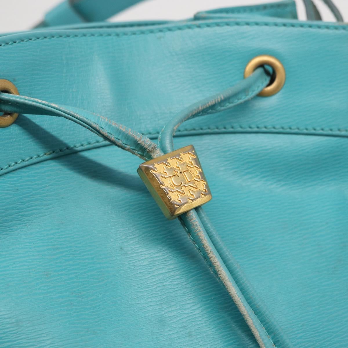 Christian Dior Shoulder Bag Leather Light Blue Auth 165238