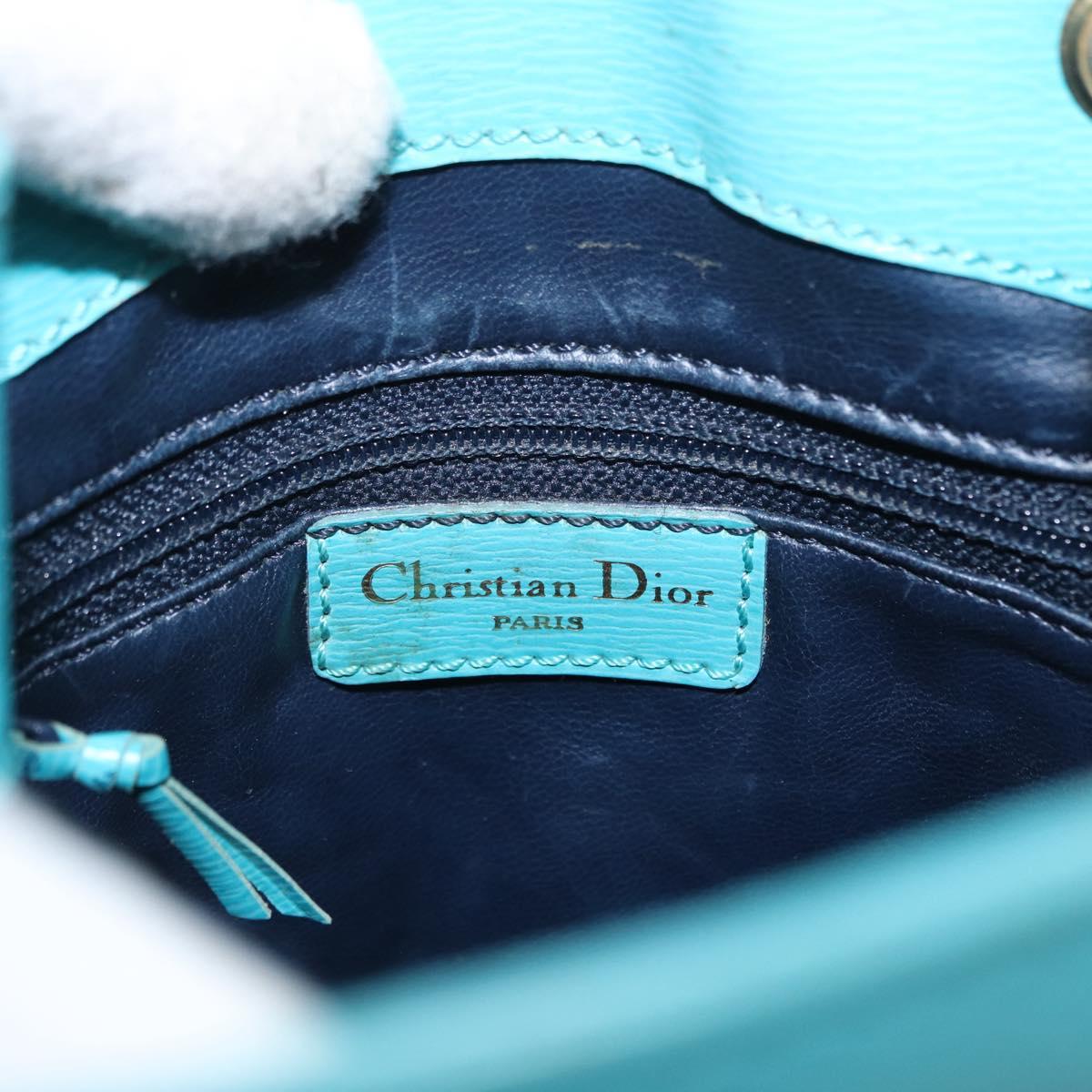 Christian Dior Shoulder Bag Leather Light Blue Auth 165238