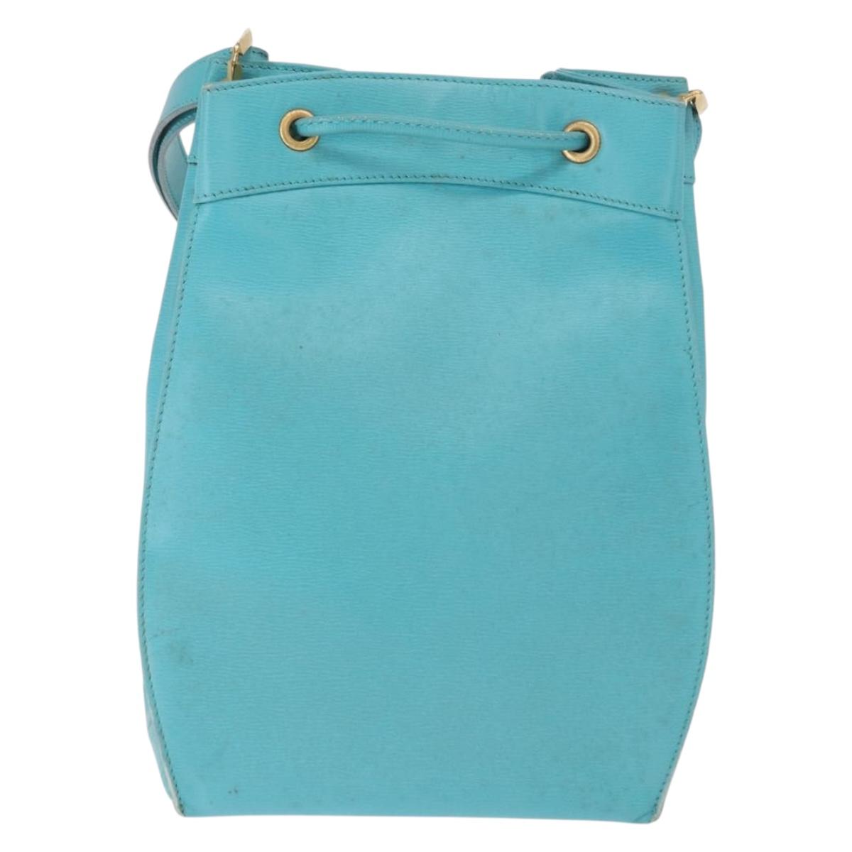 Christian Dior Shoulder Bag Leather Light Blue Auth 165238
