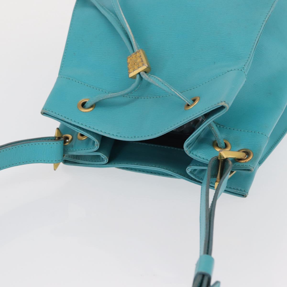 Christian Dior Shoulder Bag Leather Light Blue Auth 165238