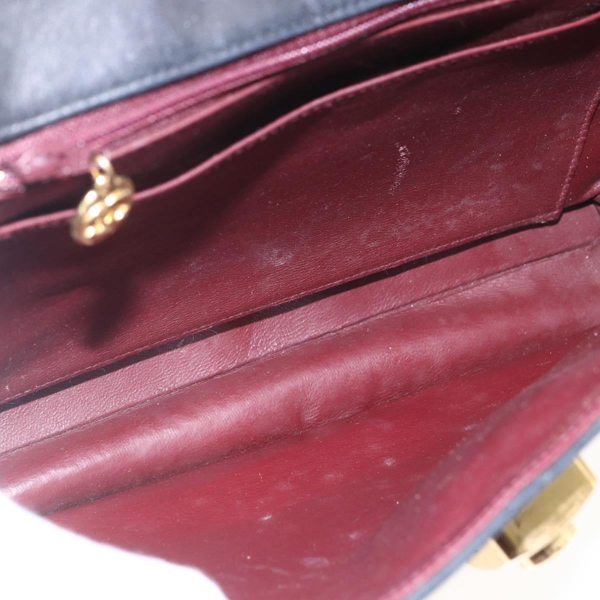 CHANEL Matelasse Shoulder Bag Lamb Skin Black Gold CC Auth 165240
