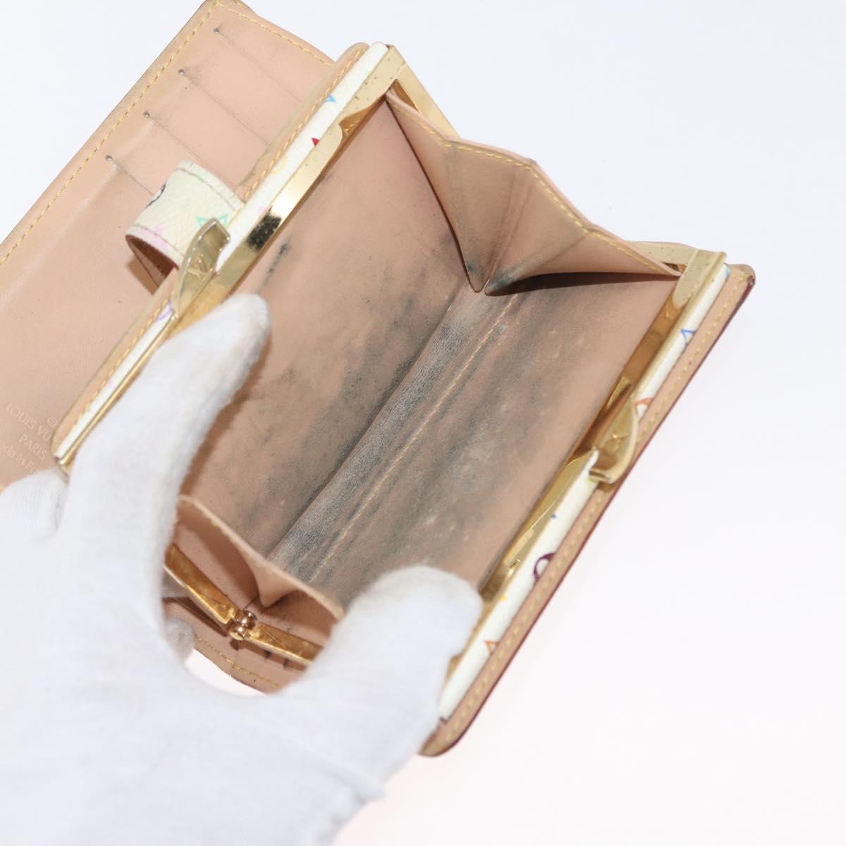 LOUIS VUITTON Multicolor Porte MonnaieViennois Wallet White M92987 Auth 165243