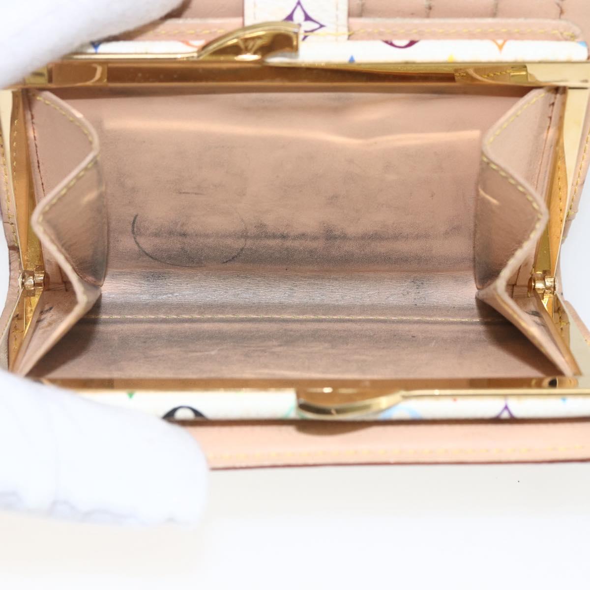 LOUIS VUITTON Multicolor Porte MonnaieViennois Wallet White M92987 Auth 165245