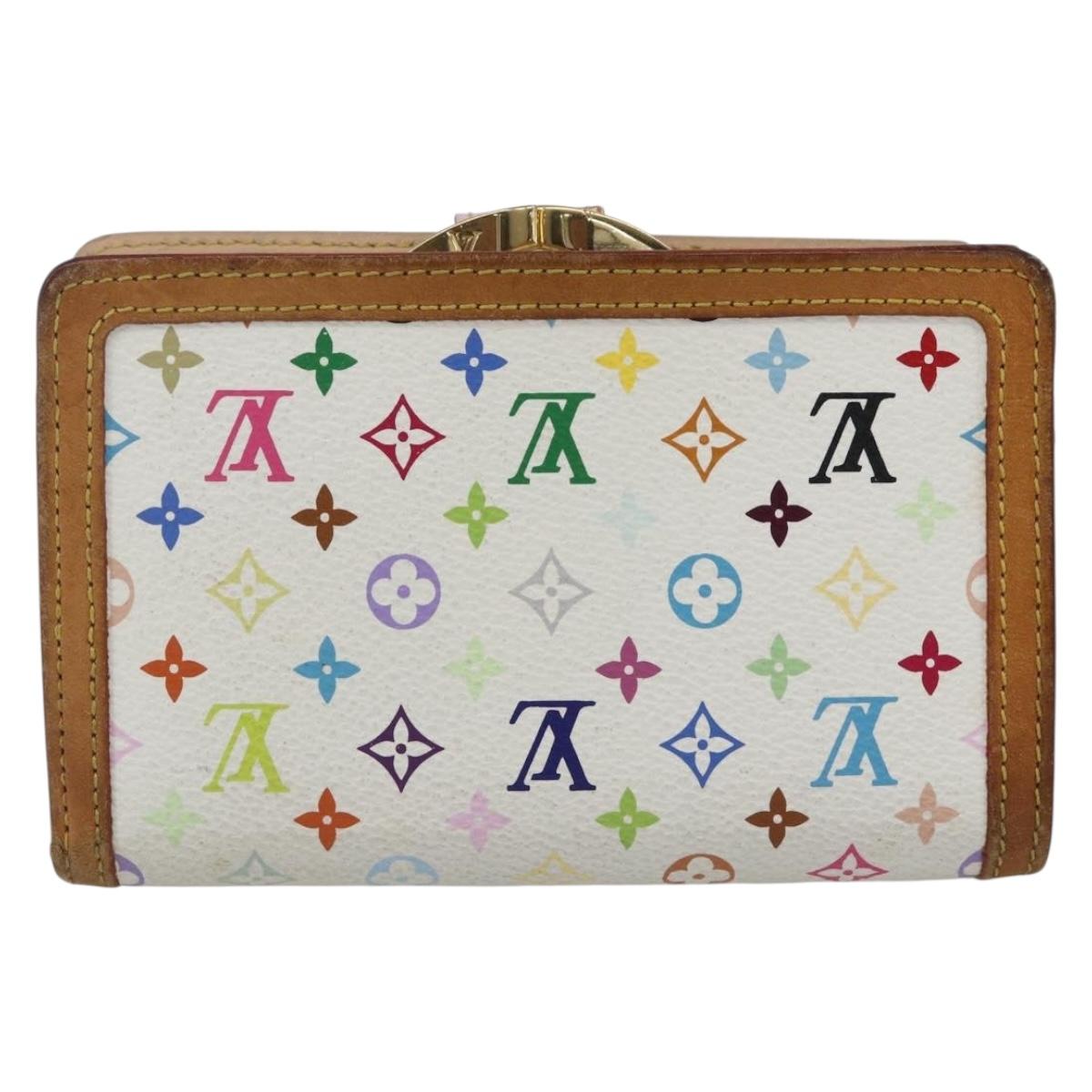 LOUIS VUITTON Multicolor Porte MonnaieViennois Wallet White M92987 Auth 165245