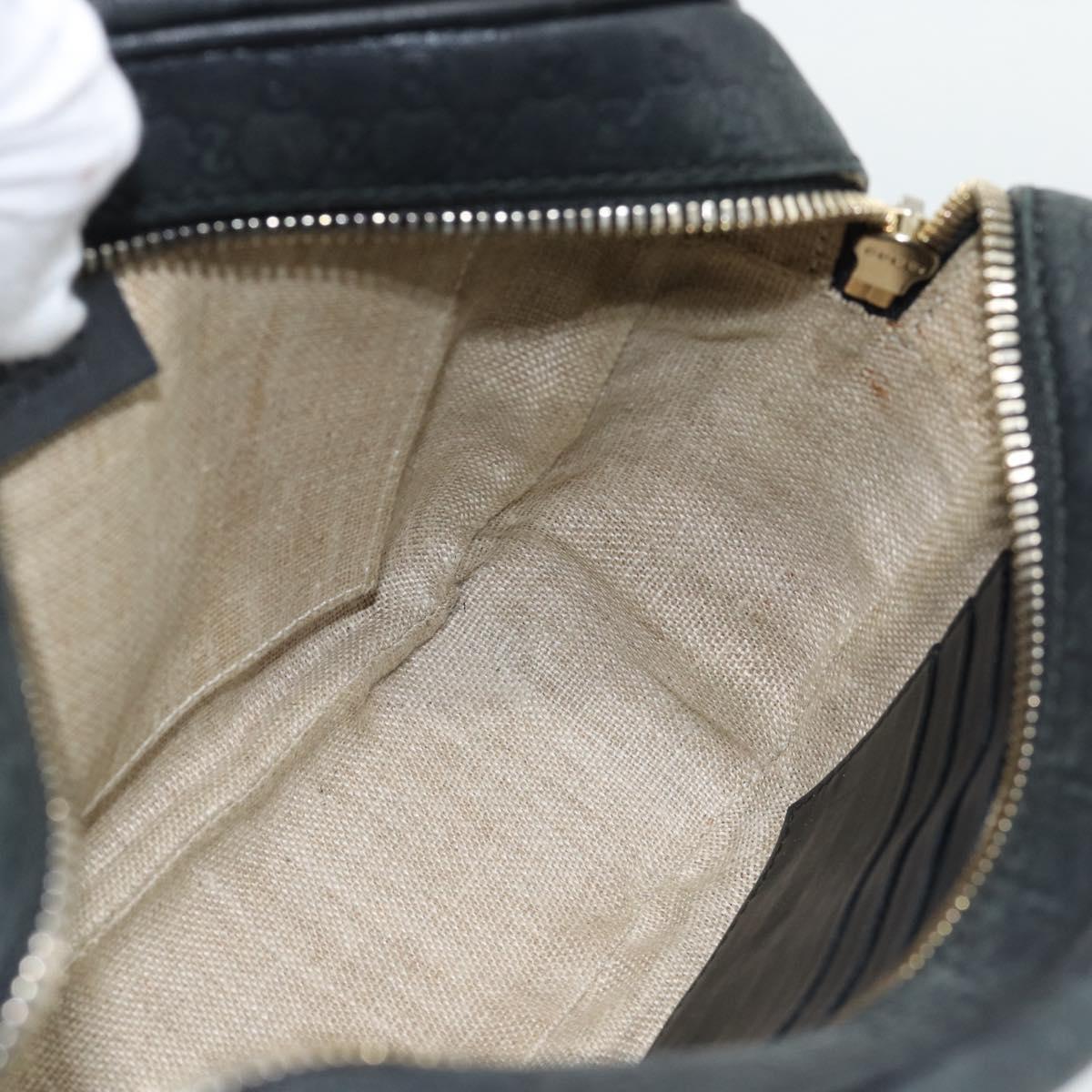 GUCCI Micro GG Canvas Guccissima Bag Leather Black Gold 449413 Auth 165255