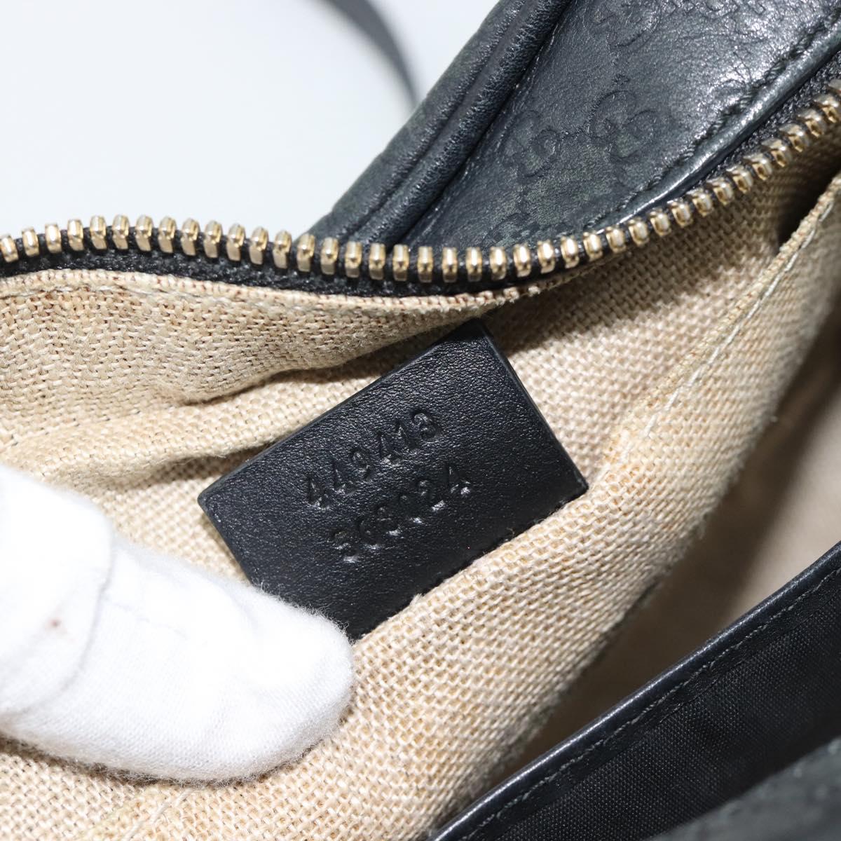 GUCCI Micro GG Canvas Guccissima Bag Leather Black Gold 449413 Auth 165255