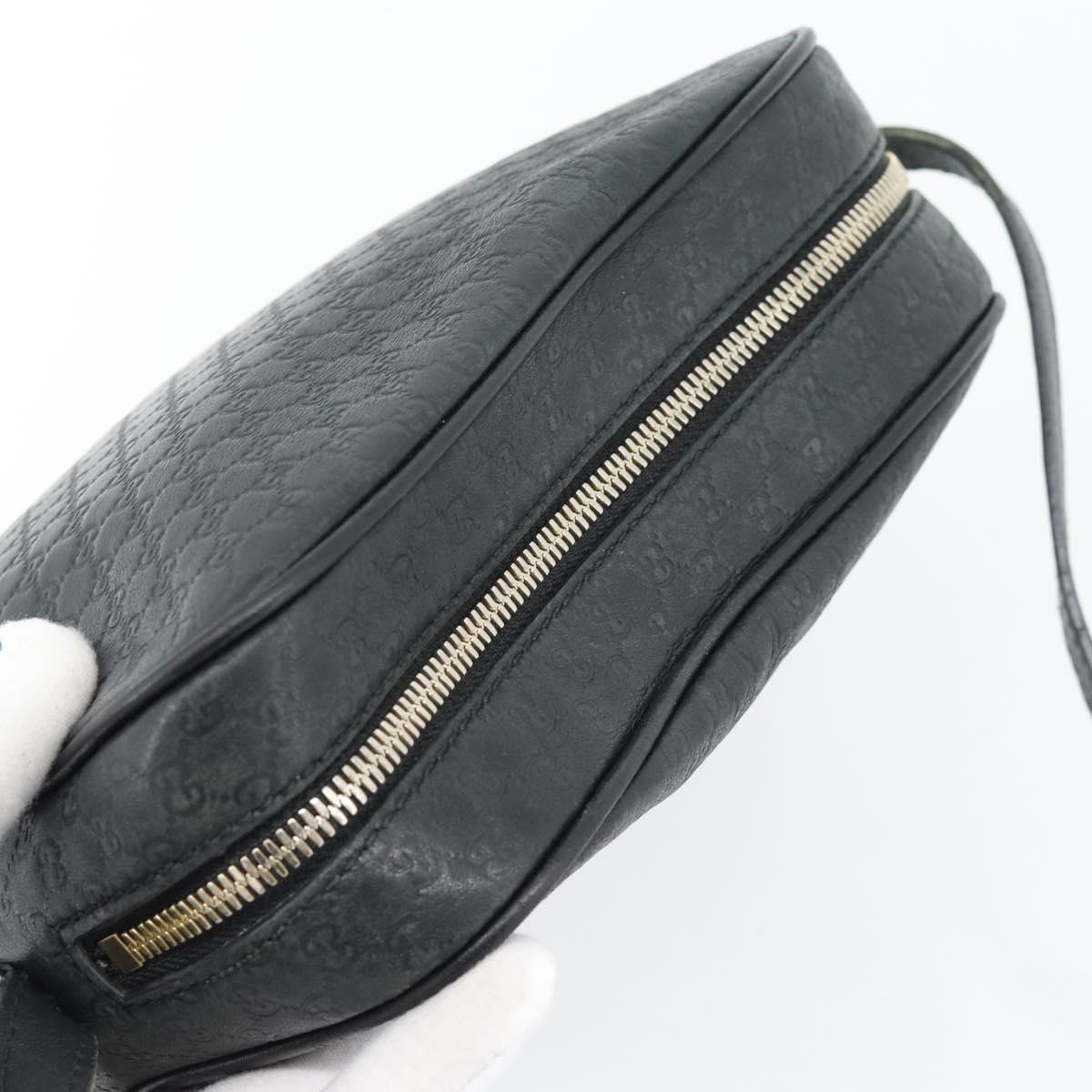GUCCI Micro GG Canvas Guccissima Bag Leather Black Gold 449413 Auth 165255