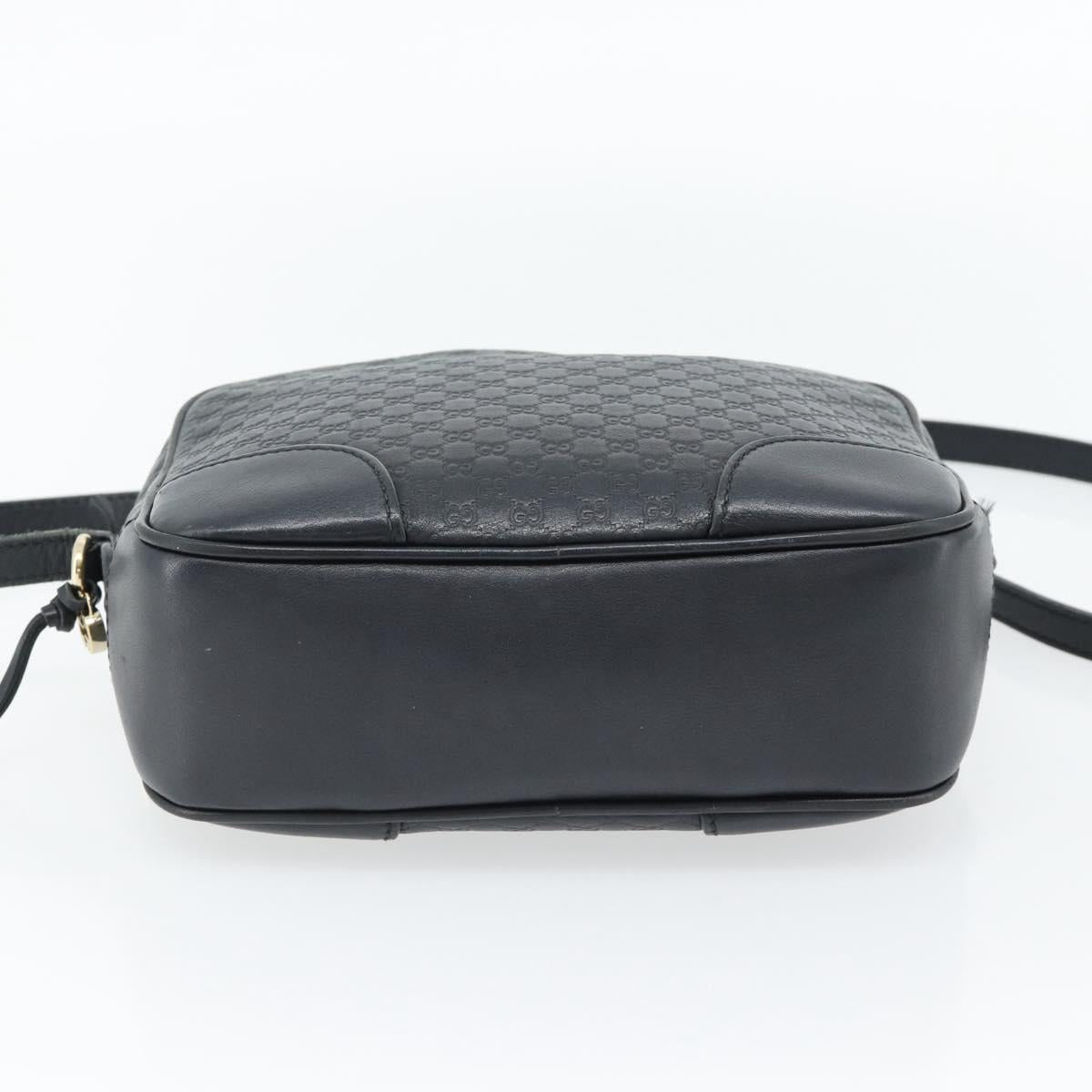 GUCCI Micro GG Canvas Guccissima Bag Leather Black Gold 449413 Auth 165255