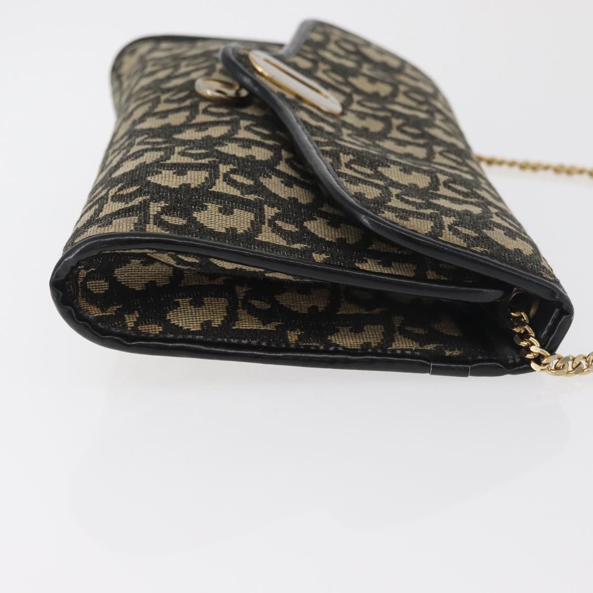Christian Dior Trotter Canvas Shoulder Bag Navy Gold Auth 165259
