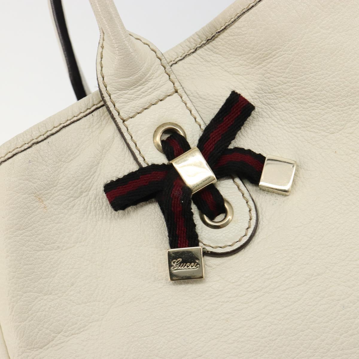 GUCCI Princi Tote Bag Leather White Gold 163805 Auth 165261