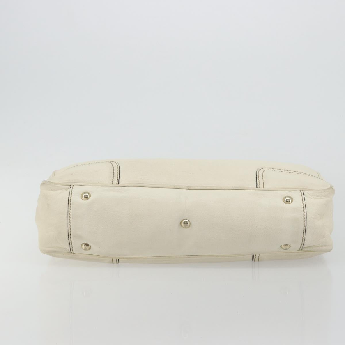 GUCCI Princi Tote Bag Leather White Gold 163805 Auth 165261