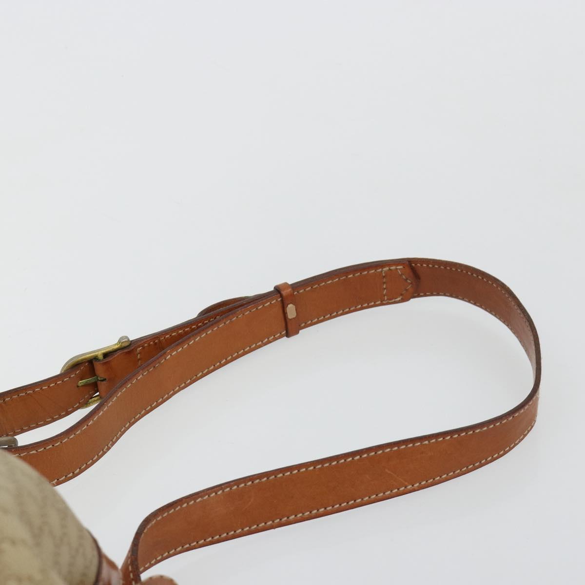 CELINE Macadam Canvas Shoulder Bag PVC Beige Gold Auth 165262