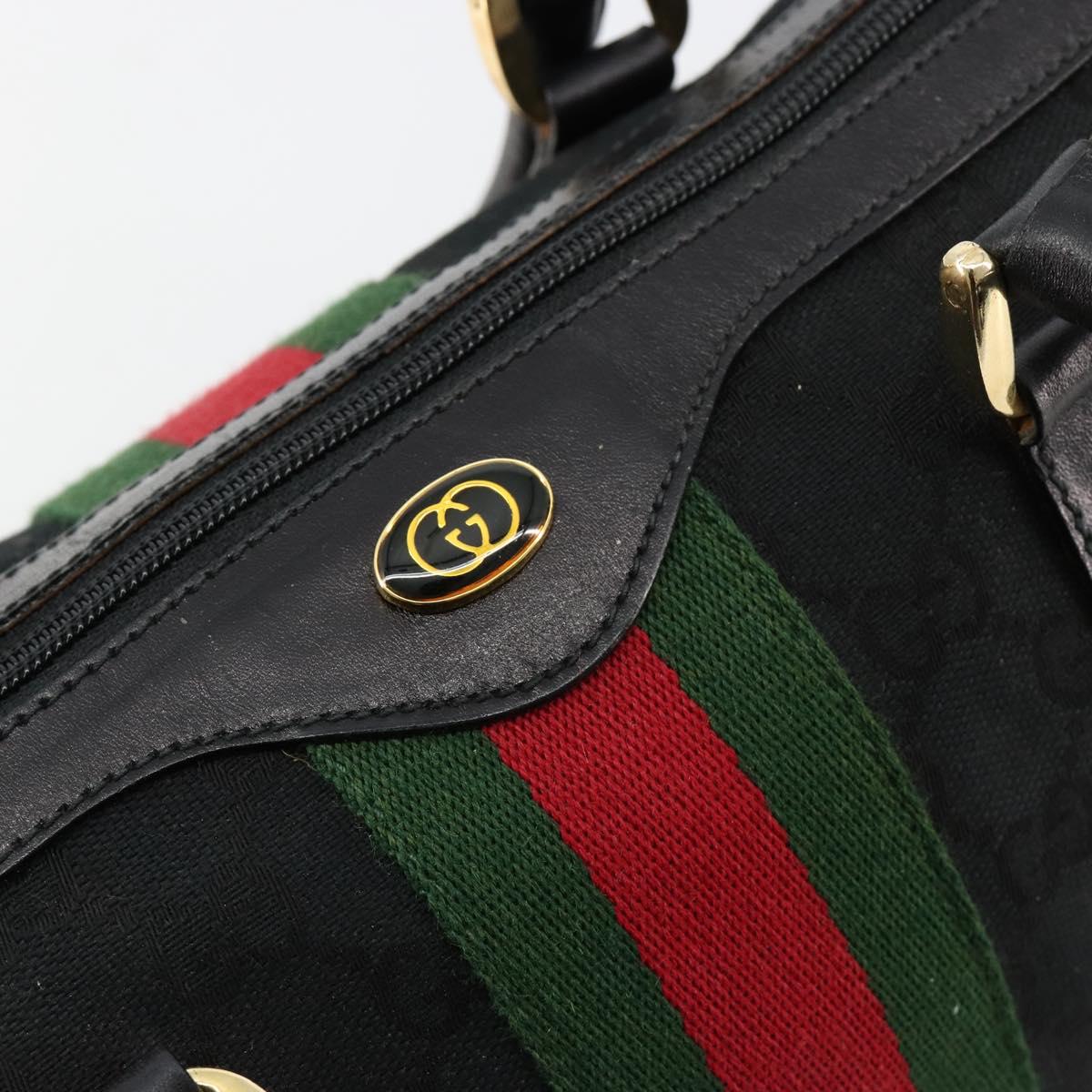 GUCCI GG Canvas Web Sherry Line Hand Bag Black Gold 012 3841 28 39 Auth 165263A