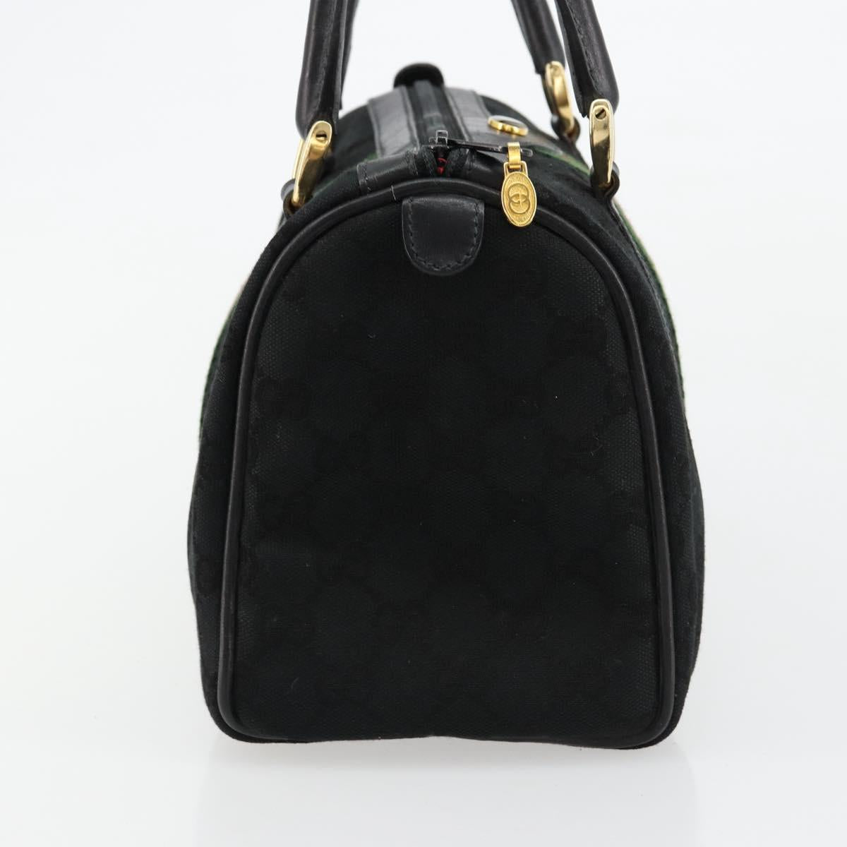 GUCCI GG Canvas Web Sherry Line Hand Bag Black Gold 012 3841 28 39 Auth 165263A