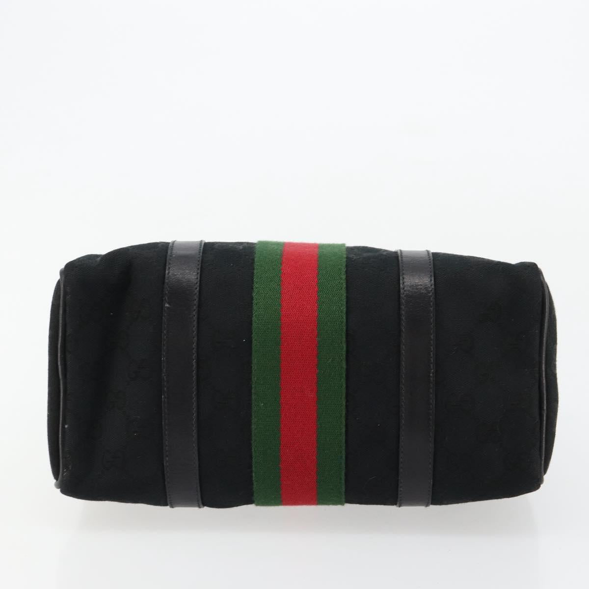 GUCCI GG Canvas Web Sherry Line Hand Bag Black Gold 012 3841 28 39 Auth 165263A