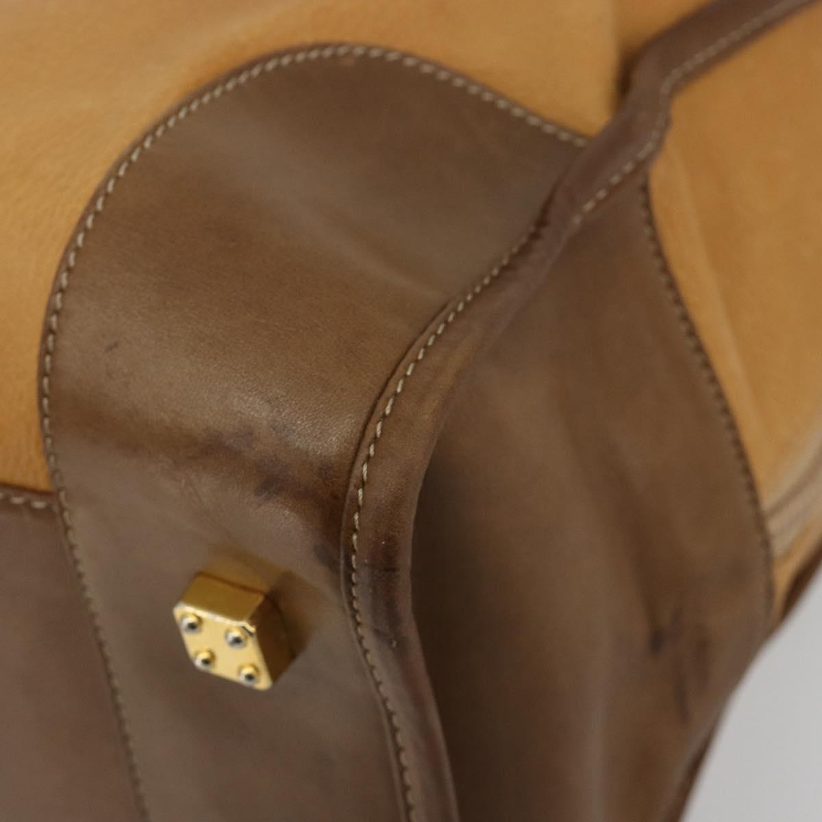 LOEWE Amazona 40 Hand Bag Leather Beige Gold Auth 165278
