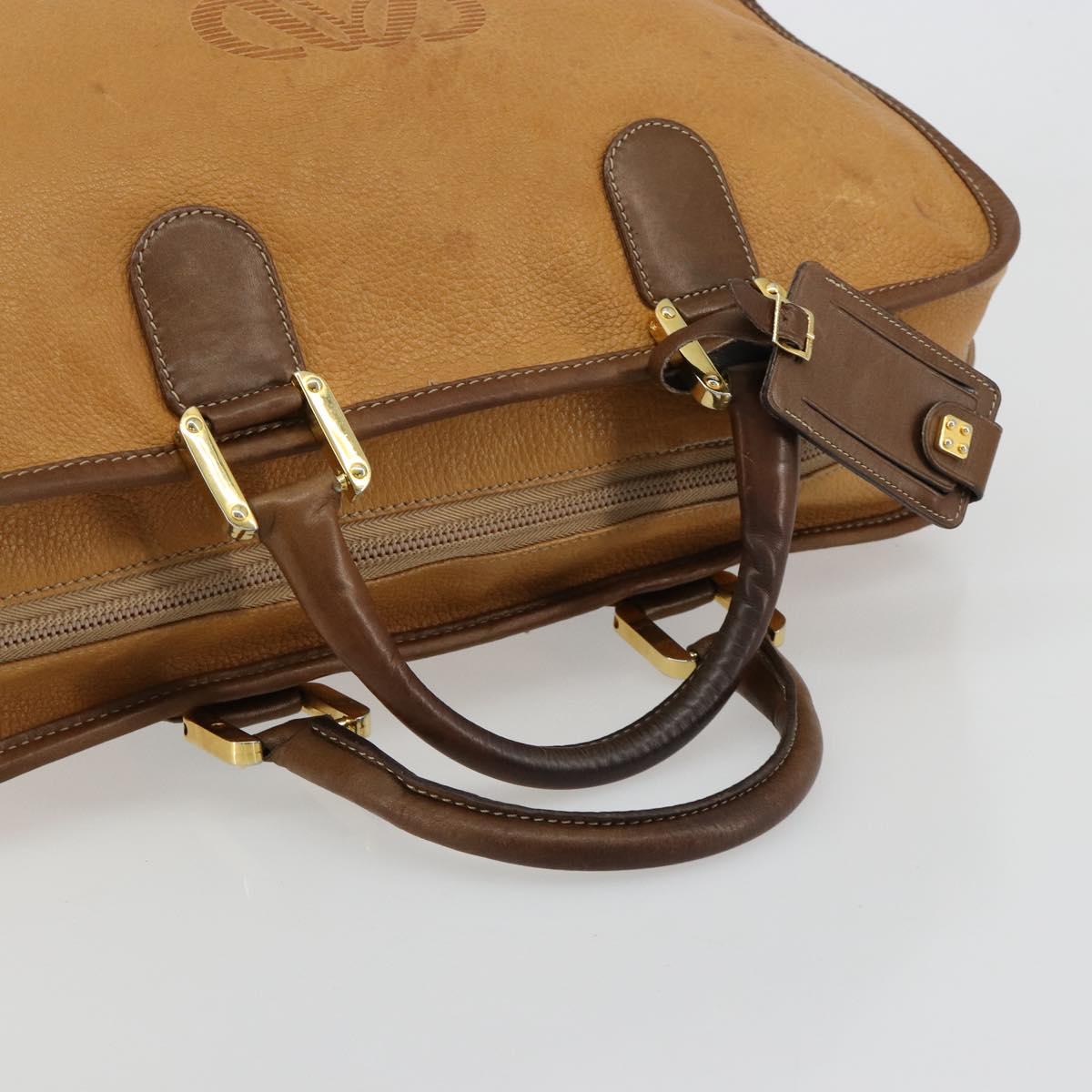 LOEWE Amazona 40 Hand Bag Leather Beige Gold Auth 165278