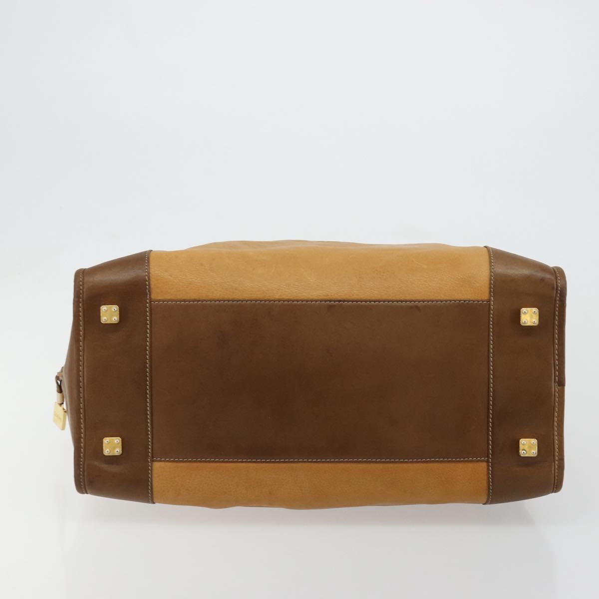 LOEWE Amazona 40 Hand Bag Leather Beige Gold Auth 165278